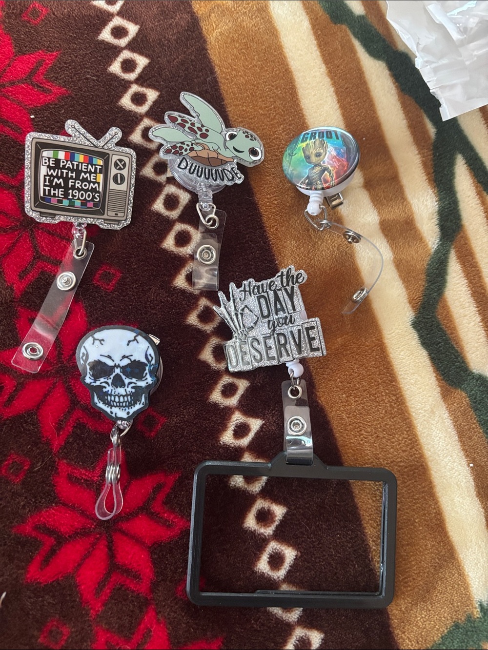 Assorted Badge Reel Lot with Graphic Charms